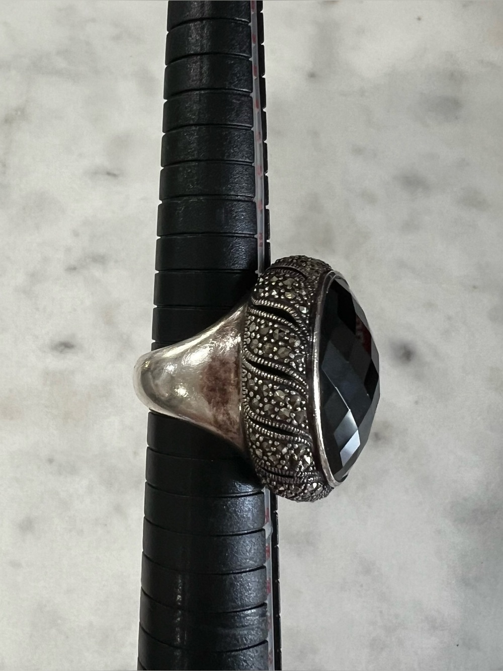 Vintage Judith Jack JJ 925 Sterling Silver Black Onyx Marcasite Art Deco Ring 7 - Picture 15 of 15
